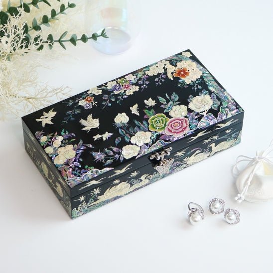Korean Traditional Mother-of-pearl jewelry box rose apricot blossom