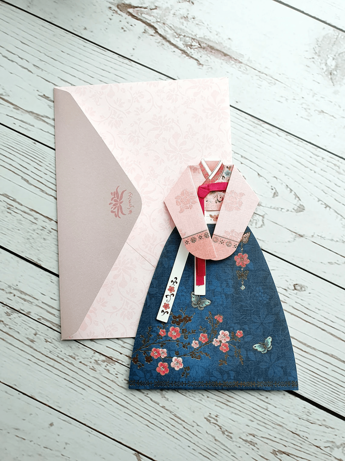 Korean Hanbok Card - Korean Traditional Clothes Shape Special Card