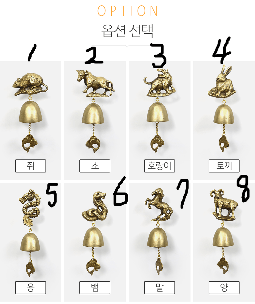 Korean Traditional Twelve Animal Front Doorbells Deco