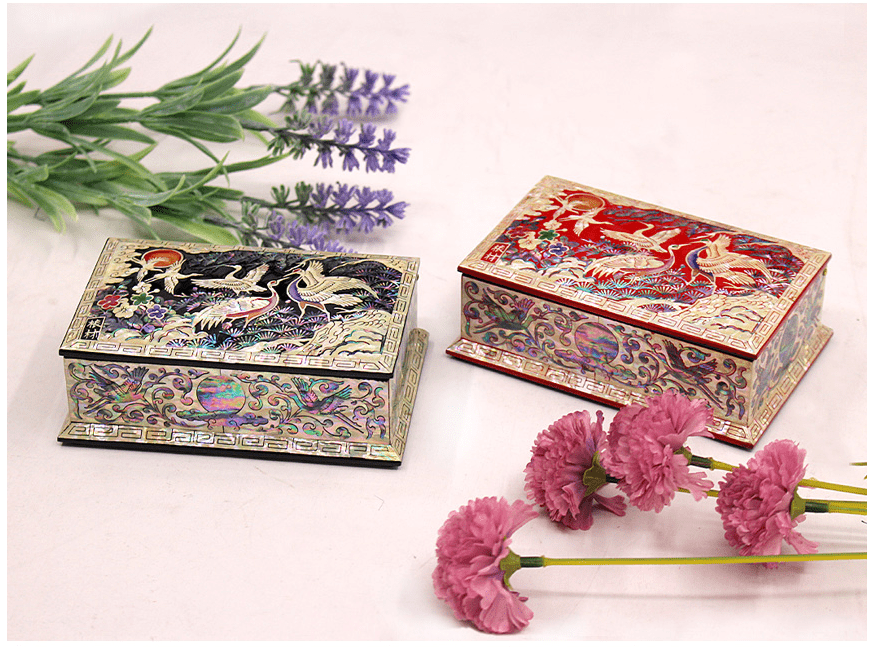 Korean Traditional Mother-of-pearl Crane jewelry box