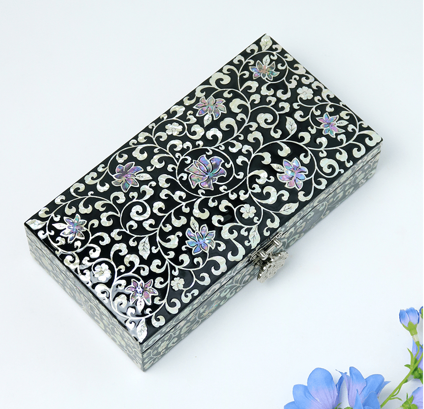 Korean Traditional Mother-of-pearl jewelry box peony flower Premium
