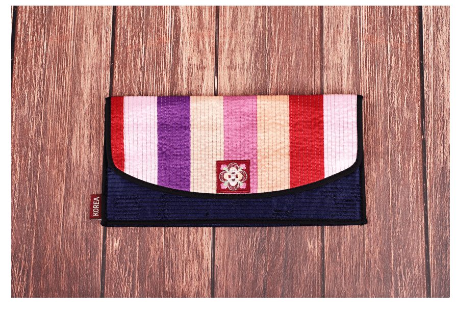 Korean traditional Long wallet Ramie flower embroidery