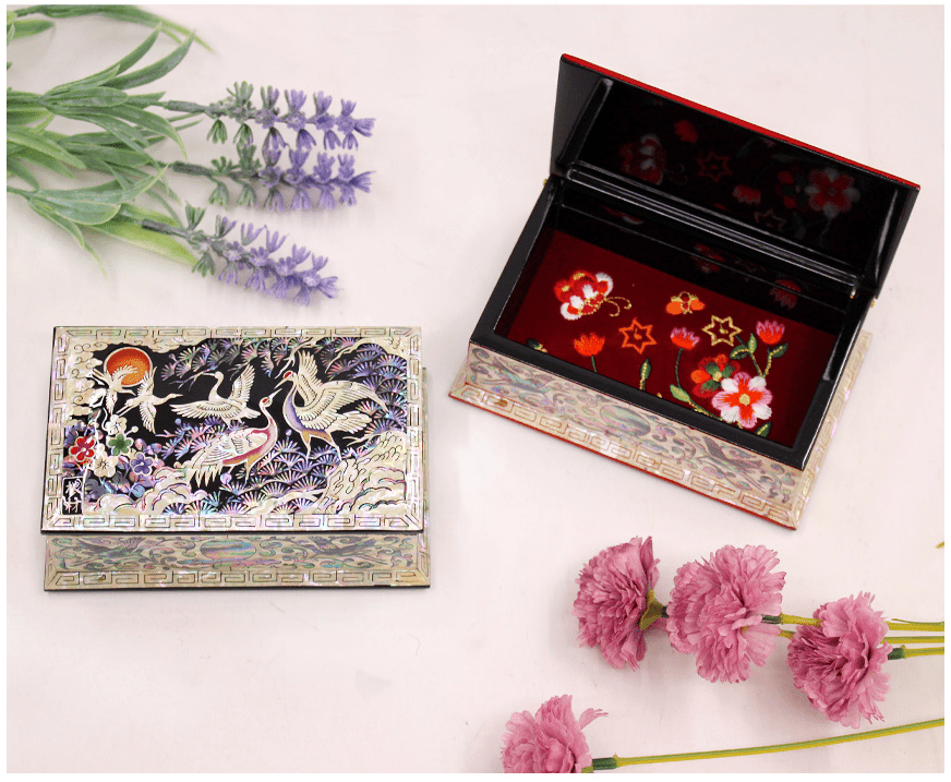 Korean Traditional Mother-of-pearl Crane jewelry box