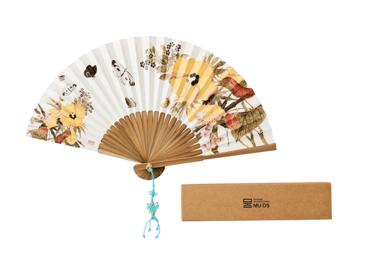 Korean traditional fan yellow flower