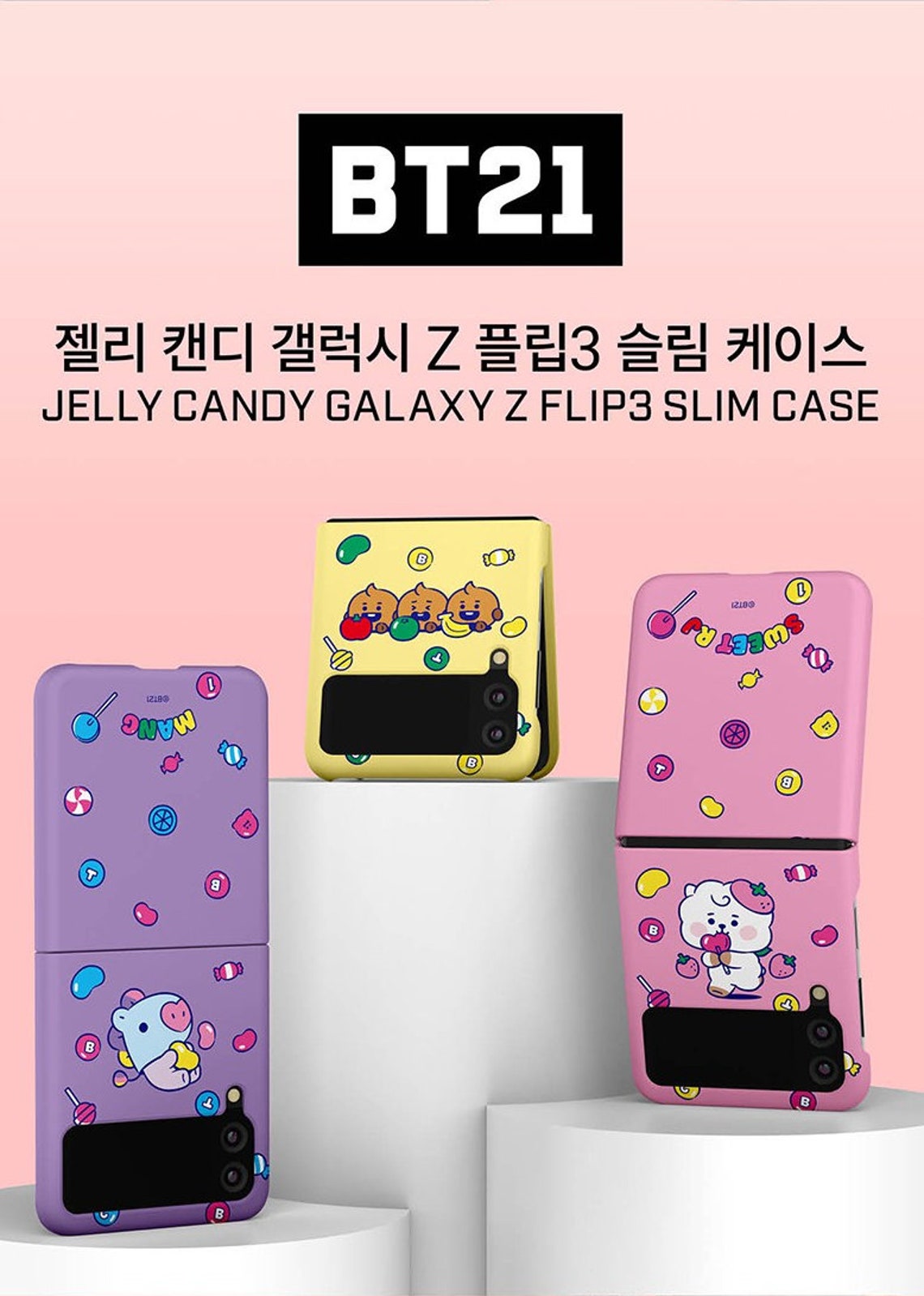 BT21 Line Friends Official Samsung Phone Case Galaxy Z Flip 3 Z Flip 4 Z  Flip 5 Hard Case